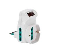 FANTON 87317 Adattatore triplo spina piccola 10A - 2 prese bipasso 16A - 1 presa bipasso italo/tedesca schuko con interruttore - protezione sovraccarico BIANCO