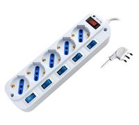 Adattatore/connettore - Elettrico - Multipresa 5 Posti Bipasso Con Interrutto...