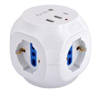 Adattatore/connettore - Elettrico - Multipresa A Cubo 3 Posti Con 2 Porte Usb...