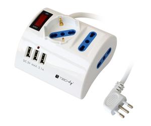 Adattatore/connettore - Elettrico - Multipresa Da Tavolo 3 Posti Con Porte Usb