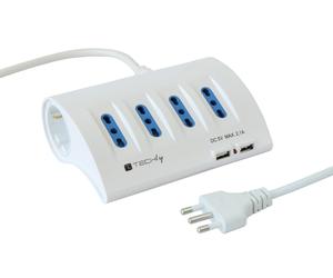Adattatore/connettore - Elettrico - Multipresa Da Tavolo 4 Prese Italiane Bip...