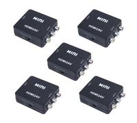 Adattatore convertitore video composito AV da 5X MINI a 3RCA CVBS TV VCR DVD nero