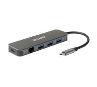 Adattatore D-Link DUB-2334 da USB-C/USB a Gigabit Ethernet con 3 porte USB 3.0 PD 60 W