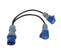 Adattatore da 16 A a 2 x 16 Amp, 2 Vie Heavy Duty Power Splitter Caravan Hook Up Cavo, Adattatore Elettrico Caravan Convertitore Cavo di Collegamento Elettrico Campeggio Presa Splitter IP44