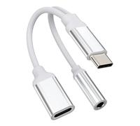 Adattatore da 3,5 mm a USB C (2 in 1) Type-C jack cavo di ricarica splitter DAC Aux caricatore spina compatibile per Sumsung Huawei Xiaomi Pixel Plus Apple iPhone 15 Pro Max iPad 10, Air4/5, 3,5 + tp