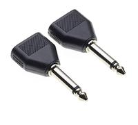 Adattatore da 6,35 a 2x 3,5, Confezione da 2 - Spina maschio da 1/4" di pollice a due prese femmina da 1/8" di pollice, connettore da mono a mono, adattatore jack, splitter a Y