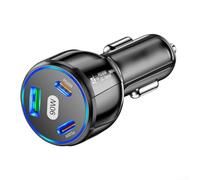 Adattatore da auto a ricarica rapida da 90 W per telefoni cellulari con porte USB C e A (nero)