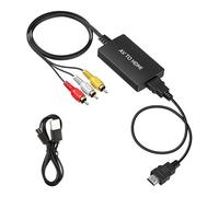 Adattatore da AV a HDMI, convertitore maschio da RCA a HDMI con cavo RCA, convertitore composito CVBS a HDMI, convertitore per PS2/PS3/Xbox/STB/VHS/VCR/Blu-ray, uscita HDMI 720P/1080P, supporto Full