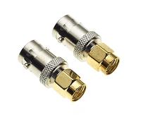 Adattatore da BNC a SMA da 50ohm per antenne RF e cavi coassiali | Adattatore da connettore maschio SMA a presa femmina BNC a bassa perdita di trasmissione per WiFi e radio portatili, Confezione da 2