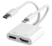 Adattatore da Lightning a HDMI e da USB C a HDMI, sincronizzazione video e audio 1080P per iPhone e iPad, convertitore AV digitale compatto