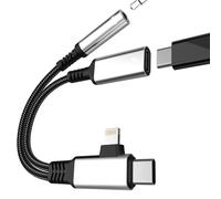 Adattatore da Lightning a jack da 3,5 mm per iPhone 17 16 15 14 13 Pro Max per Apple per iPad compatibile con Samsung S26 S25 S24, connettore per cuffie, Dual DAC Audio Auto AUX USB C