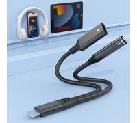 Adattatore da Lightning a jack per cuffie da 3,5 mm, certificato Apple MFi, per iPhone 2 in 1 a jack audio da 3,5 mm e cavo di ricarica, splitter AUX per telefono, supporta musica, ricarica e