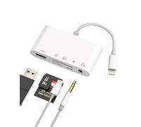 Adattatore da Lightning a jack per cuffie da 3,5 mm, lettore di schede SD e TF, adattatore USB OTG (5 in 1) per Apple iPhone, iPad, fotocamera micro SD, chiavetta, mouse, tastiera, dongle, cavo di