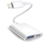 Adattatore da Lightning a USB, cavo OTG certificato Apple MFi USB 3.0 per iPhone 14/13/12/11/XS/XR/X/SE/8/7/iPad a USB Flash Drive, fotocamera, tastiera, mouse, hub, MIDI, Plug and Play (USB + Charing