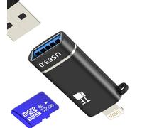 Adattatore da Lightning a USB Lettore di Scheda Micro SD Card Reader Jack per iPhone 14 13 Pro Max per Apple per iPad OTG 3.0 Photo Cle Memoria Cable Dispositivo Compatto di Presa Esterna Fotocamera