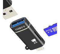 Adattatore da Lightning a USB Lettore Micro SD per iPhone 14 13 Pro Max Card Reader di Memoria per Apple Jack per iPad Adapter OTG 3.0 Photo Cle Cable Dispositivo compatto esterno Memory TF