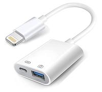 Adattatore da Lightning a USB per fotocamera con porta di ricarica, cavo USB 3.0 OTG per iPhone/iPad per collegare lettore di schede, chiavetta USB, disco U, tastiera, mouse, hub, MIDI, Plug & Play