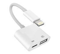 Adattatore da Lightning a USB Splitter Dongle (2 in 1) per iPhone OTG, lettore di schede di fotocamera, flash drive, mouse, tastiera, cavo per Apple 11, 12, 13, 14 Pro Max, per Ipad, cavo di ricarica