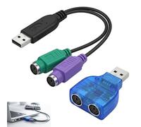 Adattatore da PS2 a USB, convertitore cavo PS2 USB adattatore tastiera, convertitore tastiera mouse verme, doppia porta mini DIN 6, plug and play senza driver, compatibile con Windows Mac Linux