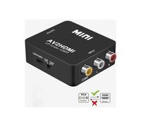 Adattatore da RCA a HDMI, mini convertitore AV, 1080P, compatibile con PS2 e Wii, design compatto nero.
