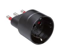 Adattatore da spina grande 16A a presa schuko bivalente 10A/16A, nero, adattatore compatto, perfetto per ambienti ristretti