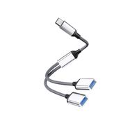 HUB USB INF Adattatore Type-C verso doppio 2, 480 Mbps, lega di alluminio, Plug e Play