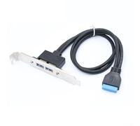 Adattatore da USB 3.0 a 20 pin con doppia porta, cavo di prolunga schermato da 50 cm per pannello posteriore della scheda madre del PC, blu (nero)