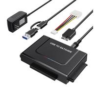 Adattatore da USB 3.0 a IED SATA, convertitore per lettore di dischi rigidi esterni, adattatore USB SATA per HDD SSD da 2,5" 3,5" con adattatore di alimentazione 12/2A