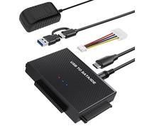 Adattatore da USB 3.2 a SATA/IDE, disco rigido, adatto per dischi rigidi SATA HDD e IDE da 2,5" e 3,5", supporta capacità di 6 TB, con alimentazione da 12 V 2 A, compatibile con Windows/Mac OS/Linux
