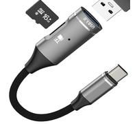 Adattatore da USB A a USB C (2 in 1) Lettore di schede di tipo C Micro SD per iPhone 17 16 15 Pro Max Memory Stick per fotocamera iPad MacBook compatibile con Samsung S25 S24 S23 Cavo accessori