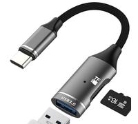 Adattatore da USB A a USB C (2 in 1) Lettore di schede Micro SD per iPhone 17 16 15 Pro Max Camera Memory Stick per iPad per Apple Macbook Type C Phone Compatibile con Samsung S25 S24 Accessori