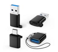 Adattatore da USB A a USB Tipo C, confezione da 4, convertitore adattatore | Compatibile con MacBook Pro/Air, iPhone 17e 16e 16 Pro Max 16 Plus/15, Samsung Galaxy S26 Ultra/S25/S24/S23/S22