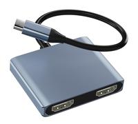 Adattatore da USB C a doppio HDMI 4K a 60Hz, splitter da tipo C a HDMI per display esteso, adattatore doppio monitor per laptop, Thunderbolt 4/3 compatibile con MacBook, Dell XPS 13/15, HP (solo