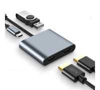 Adattatore da USB C a doppio HDMI, adattatore multiporta USB C 4K a 60 Hz con PD da 100 W, USB-A, supporto da C a 2 HD Splitter Display esteso per dispositivi di tipo C (MST non è supportato su MacOS)