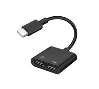 Adattatore da USB-C a Doppio USB-C, Audio + Ricarica - Nero