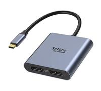 Adattatore da USB C a Dual DP, adattatore da USB C a DisplayPort 1.4 con risoluzioni fino a 4K@120Hz, adattatore da Thunderbolt 3/4 a DisplayPort per Dell HP