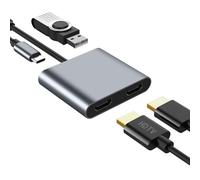 Adattatore da USB-C a Dual HDMI 4 K a 30 Hz, USB C Hub Multiport con 2 HDMI e USB 3.0 e 100 W PD, adattatore HDMI USB C per MacBook Pro/Air, iPad Pro, Dell, HP, laptop, tablet, ecc.