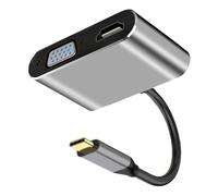 Adattatore da USB C a DVI VGA, convertitore video multi-display da maschio a femmina, convertitore video multi-display da maschio a femmina connettore di monitoraggio, HDTV Port Hub portatile per