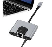 Adattatore da USB C a Ethernet, dock di rete Gigabit Speed, jack audio da 3,5 mm, adattatore di rete USB C, supporta chiamate vocali, per computer, telefono, viaggi, casa, lavoro
