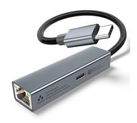 Adattatore da USB-C a Ethernet Gigabit con alimentazione da 100 W, adattatore di rete LAN Ethernet Thunderbolt 3/4 a RJ45 compatibile con iPhone 15 Pro/Max, MacBook Pro/Air 2023, iMac