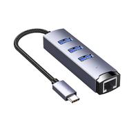 Adattatore da USB C a Ethernet Hub USB3.0 RJ45 porta Ethernet 1000Mbps Ampia compatibilità per connessione Internet senza soluzione di continuità