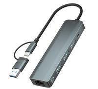 Adattatore da USB C a Ethernet, rete hub con porta dati da 5 Gbps con 3 USB 3.0, hub USB 3.0 con adattatore RJ45 10/100/1000 Gigabit Ethernet, supporta Windows 10, 8.1, Mac OS, Surface Pro, Linux