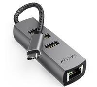 Adattatore da USB-C a Ethernet, WALNEW 4 in 1 USB C Hub con LAN RJ45, cavo di rete Gigabit Cat in alluminio convertitore a Thunderbolt 3 di tipo C per iMac, MacBook, Chromebook, Surface, laptop,