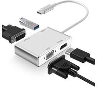 Adattatore da USB C a HDMI 4K, Faersi 4 in 1 USB Tipo C a HDMI VGA DVI USB 3.0 (Compatibile Thunderbolt 3) Multiporta Adattatore USB C HUB per MacBook, Chromebook Pixel e altri bianco bianco type c