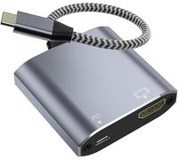 Adattatore da USB C a HDMI, adattatore 4K da USB di tipo C a HDMI con ricarica PD [compatibile con Thunderbolt 4/3] compatibile con iPhone 15/15Pro/15ProMax, MacBook Air/Pro, Dell XPS, Chromebook