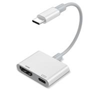 Adattatore da USB C a HDMI, certificato Apple MFi, convertitore AV digitale 4K UHD da tipo C a HDMI, con ricarica rapida PD da 100 W e mirroring dello schermo, per iPhone 16/15, MacBook, iPad, iMac