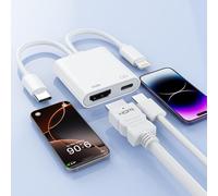 Adattatore da USB C a HDMI per TV, 4K @ 60Hz Lightning a HDMI con ricarica | Apple - Adattatore digitale AV HDMI 2.0 Cor certificato MFI 2 in 1 iphpne a HDMI per iPhone 1716 15 14/iPad/Mac/Galaxy