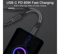 Adattatore da USB C a jack per cuffie da 3,5 mm, adattatore 2 in 2 Lightning e da USB C a jack per cuffie da 3,5 mm e caricabatterie rapido, supporto