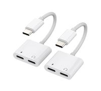 Adattatore da USB C a jack per cuffie da 3,5 mm, confezione da 2, splitter audio DAC 2 in 1 con ricarica rapida per Apple per iPhone 15 Pro Max Plus per iPad, microfono, auricolari, cavo dongle per