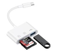 Adattatore da USB C a USB, lettore di schede SD per iPhone 17 Pro Max Air 16e 16 15,3 in 1, adattatore per schede di memoria con doppio slot per schede e porta USB per Samsung Galaxy S25, Pixel9